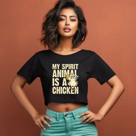 Women's My Spirit Animal Is A Chicken Graphics Printed Crop Tops