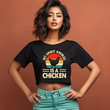 Women's My Spirit Animal Is A Chicken Graphics Printed Crop Tops