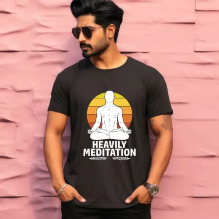 Men's Heavily Meditation Graphics Printed T-Shirt