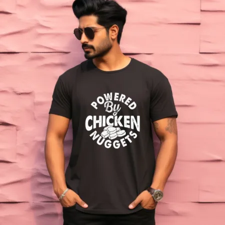 Men's Powered By Chicken Nuggets Graphics Printed T-Shirt