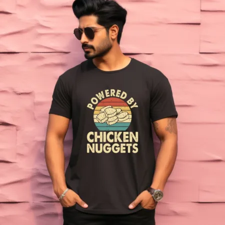 Men's Powered By Chicken Nuggets Graphics Printed T-Shirt