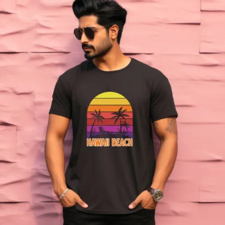Men's Hawaii Beach Graphics Printed T-Shirt