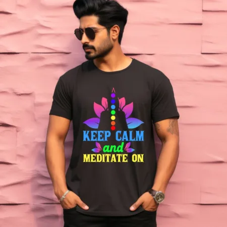 Men's Keep Clam And Meditate On Graphics Printed T-Shirt