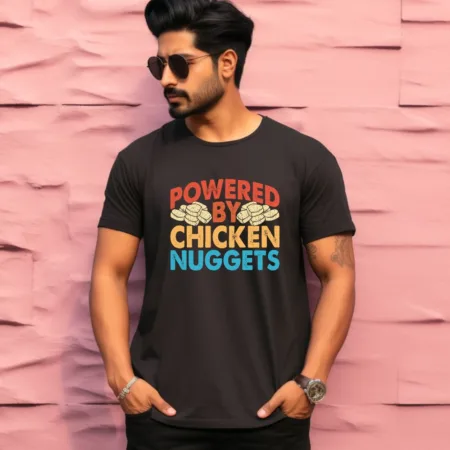 Men's Powered By Chicken Nuggets Graphics Printed T-Shirt