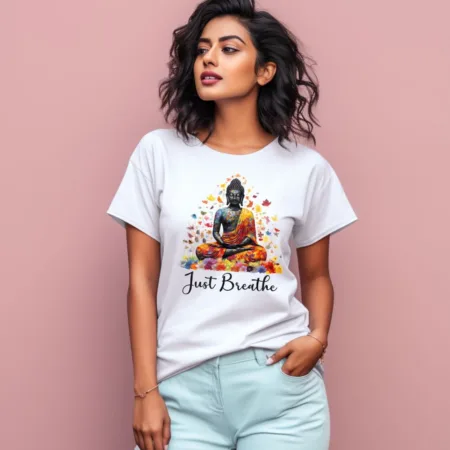 Women's Just Breathe Graphics Printed T-Shirt