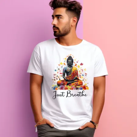 Men's Just Breathe Graphics Printed T-Shirt