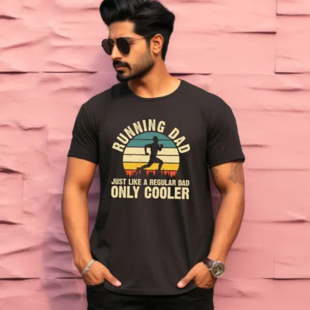 Men’s Running Dad Only Cooler New Graphics Printed T-Shirt