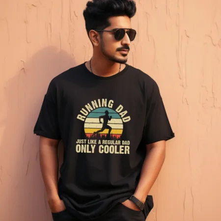 Men’s Running Dad Only Cooler New Graphics Printed Oversized T-Shirt