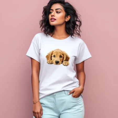 Women's Golden Retriever Graphics Printed T-Shirt