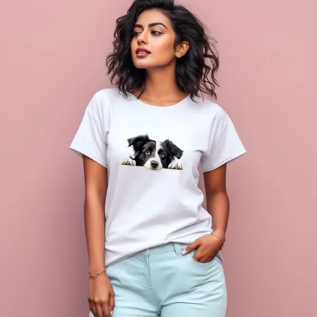 Women's Border Collie Graphics Printed T-Shirt