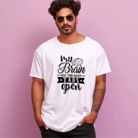 Men's My Brain Has Too Many Tabs Open Graphics Printed Oversized T-Shirt