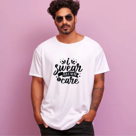 Men's I Swear Because I Care Graphics Printed Oversized T-Shirt