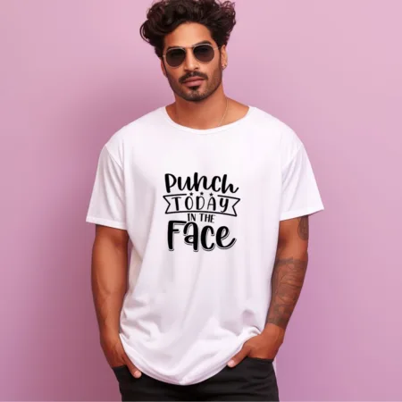 Men's Punch Today In The Face Graphics Printed Oversized T-Shirt