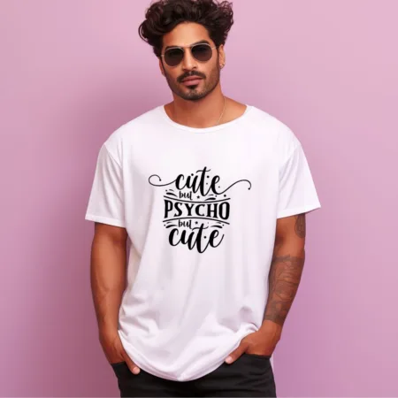 Men's Cute But Psycho But Cute Graphics Printed Oversized T-Shirt