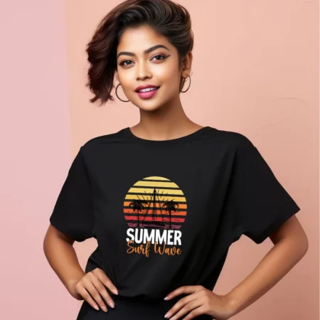 Women's Summer Surf wave Graphics Printed Oversized T-Shirt