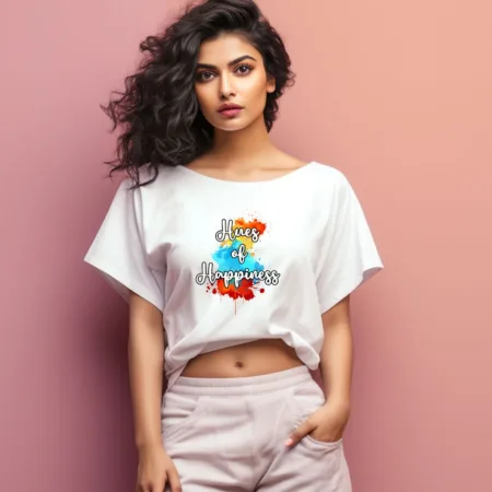 Women's Hues Of Happiness Graphics Printed Oversized T-Shirt
