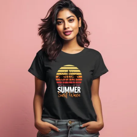 Women's Summer Surf wave Graphics Printed T-Shirt