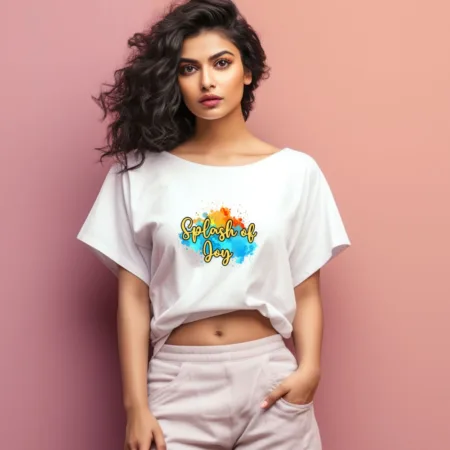 Women's Splash Of Joy Graphics Printed Oversized T-Shirt