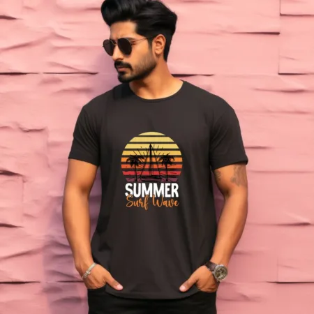Men's Summer Surf wave Graphics Printed T-Shirt
