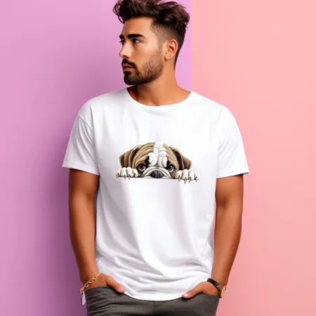 Men's Bulldog Graphics Printed T-Shirt