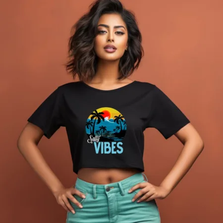 Women's Salty Summer Graphics Printed Crop Tops
