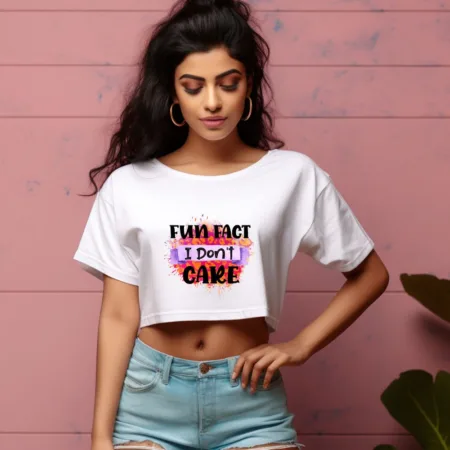 Women's Fun Fact I Don't Care Graphics Printed Crop Tops