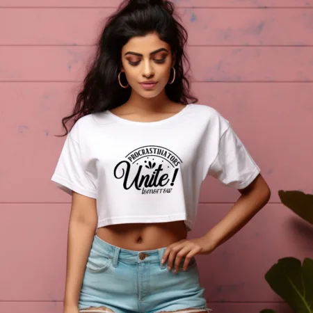 Women's Procrastinators Unite Tomorrow Graphics Printed Crop Tops