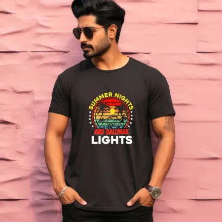 Men's Summer Nights And Ballpark Lights Graphics Printed T-Shirt