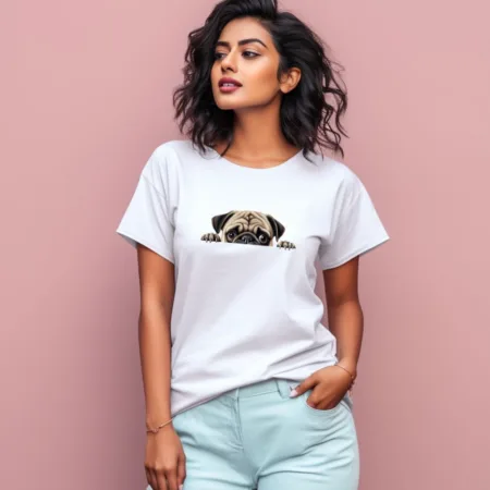 Women's Pug Graphics Printed T-Shirt