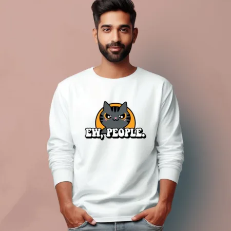 Men's Ew, People Graphics Printed Full Sleeve T Shirt