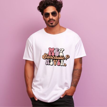 Men's Me Sarcastic Never Graphics Printed Oversized T-Shirt