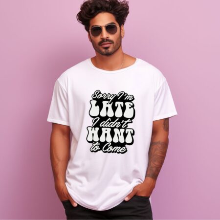 Men's Sorry I'm Late Graphics Printed Oversized T-Shirt
