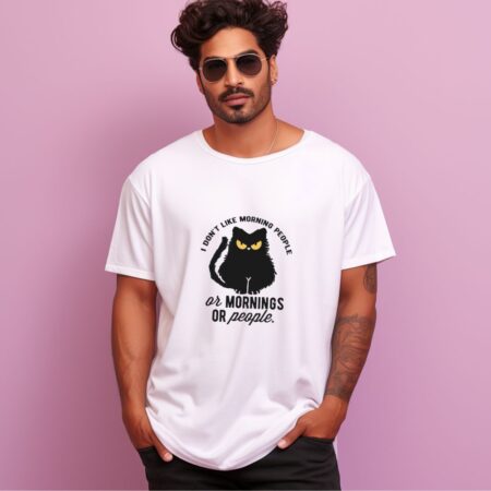 Men's I Don't Like Morning People Graphics Printed Oversized T-Shirt