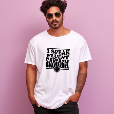 Men's I Speak Fluent Sarcasm Graphics Printed Oversized T-Shirt