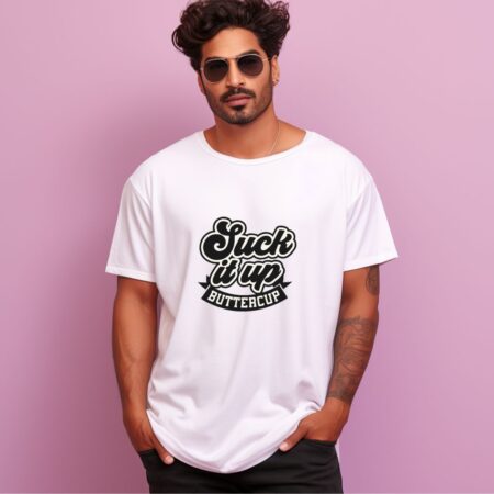 Men's Suck It Up Buttercup Graphics Printed Oversized T-Shirt