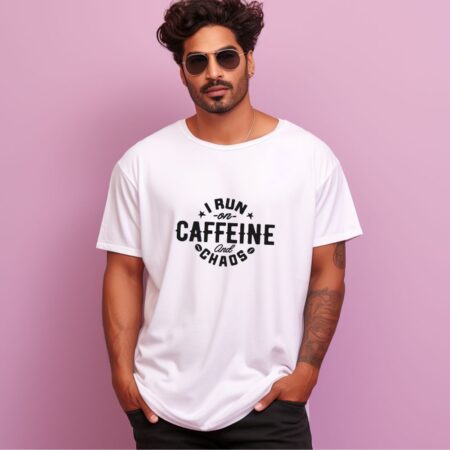 Men's I Run On Caffeine Graphics Printed Oversized T-Shirt