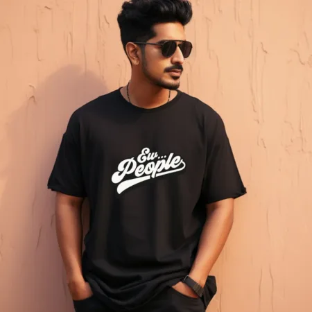 Men's Ew People Graphics Printed Oversized T-Shirt