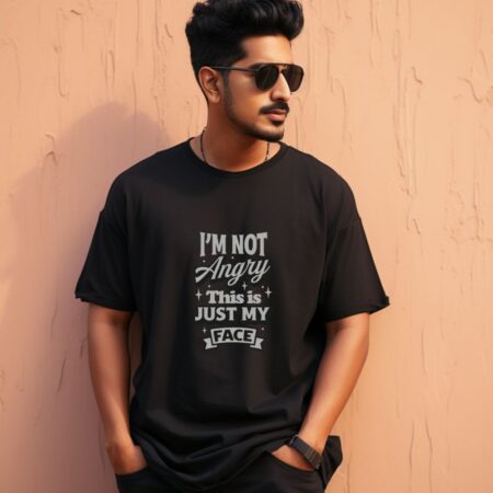 Men's I'm Not Angry Graphics Printed Oversized T-Shirt