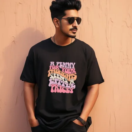 Men's A Penny For Your Thought Graphics Printed Oversized T-Shirt