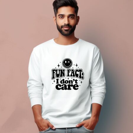 Men's Fun Fact I Don't Care Graphics Printed Full Sleeve T Shirt