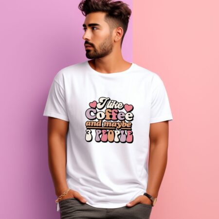 Men's I Like Coffee And Maybe 3 People Graphics Printed T-Shirt