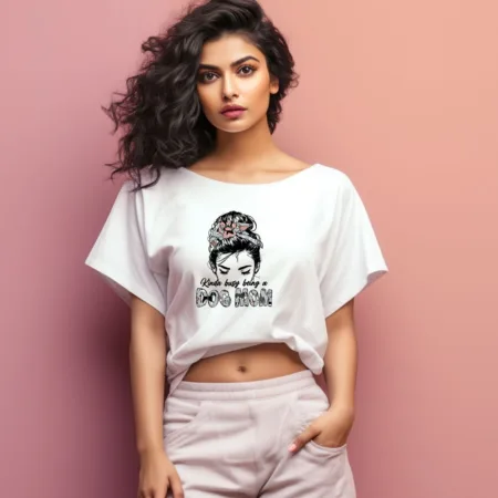 Women's Kinda Busy Being A Dog Mom Graphics Printed Oversized T-Shirt