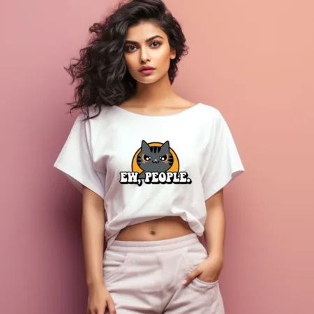 Women's Ew, People Graphics Printed Oversized T-Shirt