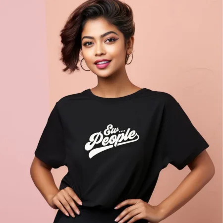 Women's Ew People Graphics Printed Oversized T-Shirt