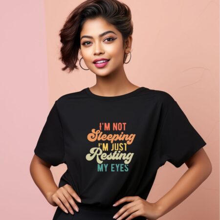 Women's I'm Not Sleeping Graphics Printed Oversized T-Shirt