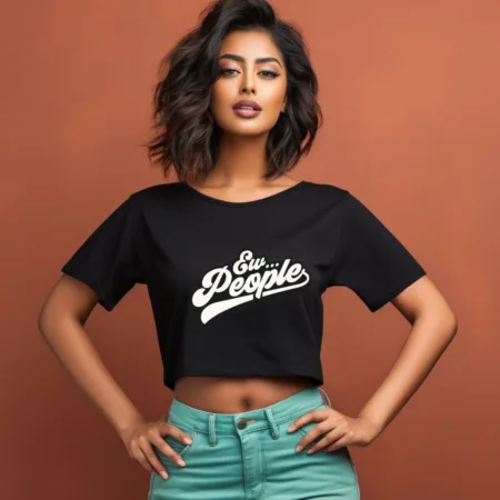 Women's Ew People Graphics Printed Crop Tops
