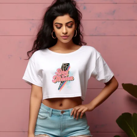 Women's Dog Mama Graphics Printed Crop Tops