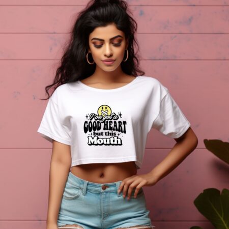 Women's I've Got A Good Heart Graphics Printed Crop Tops