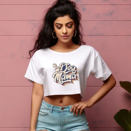 Women's Dog Mama Graphics Printed Crop Tops