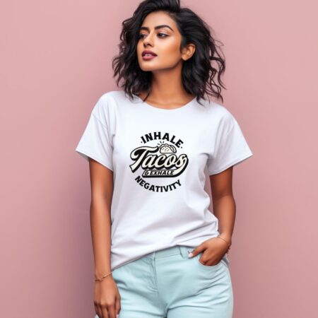 Women's Inhale Tacos Graphics Printed T-Shirt